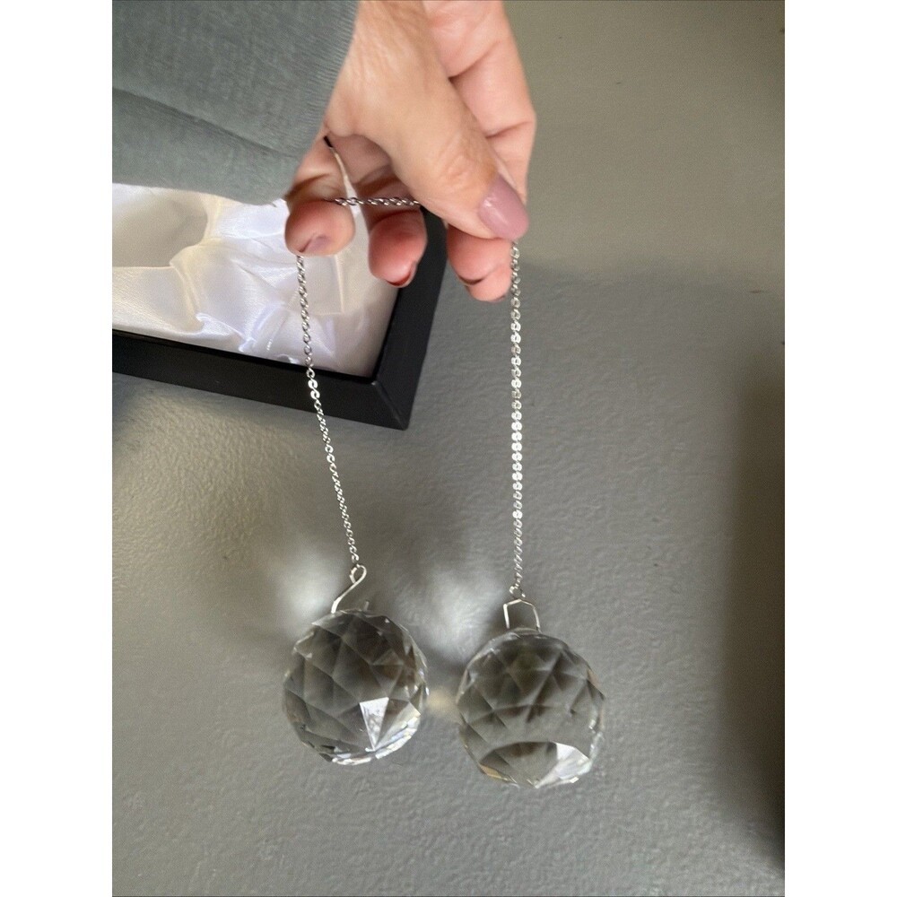 Feng Shui Crystal Ball Sun Catcher 40mm Clear Faceted Prism Rainbow Maker Set 2